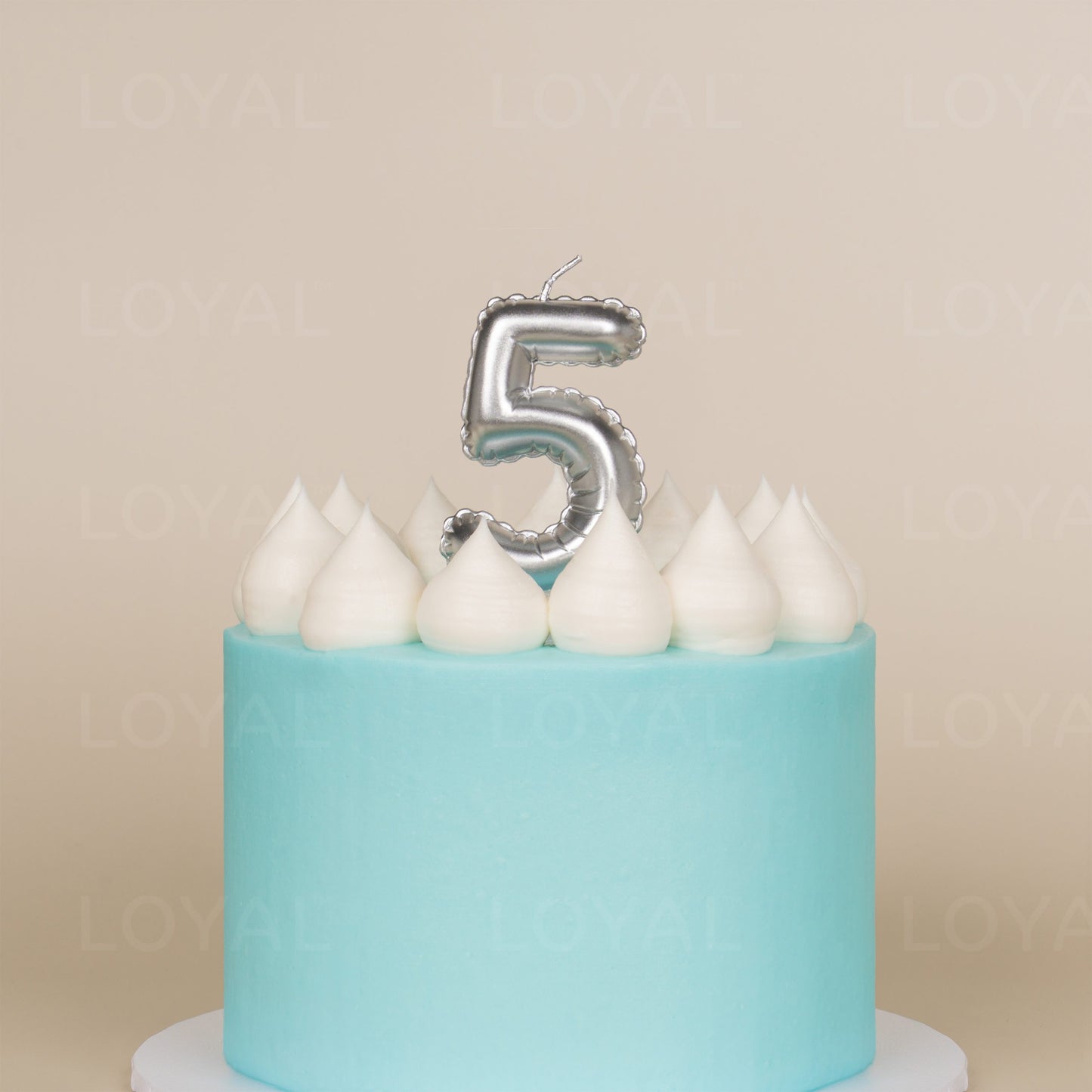 LOYAL Balloon Number Candle Silver 5