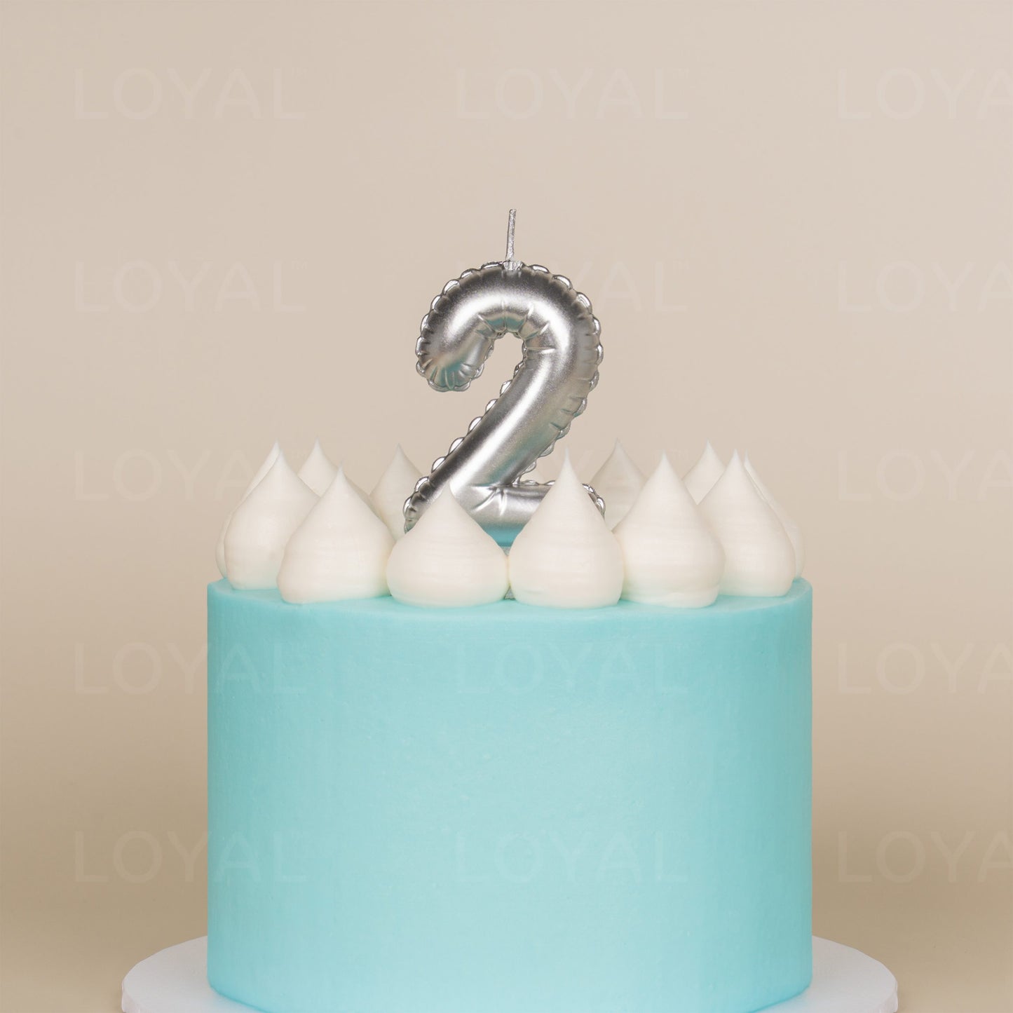 LOYAL Balloon Number Candle Silver 2