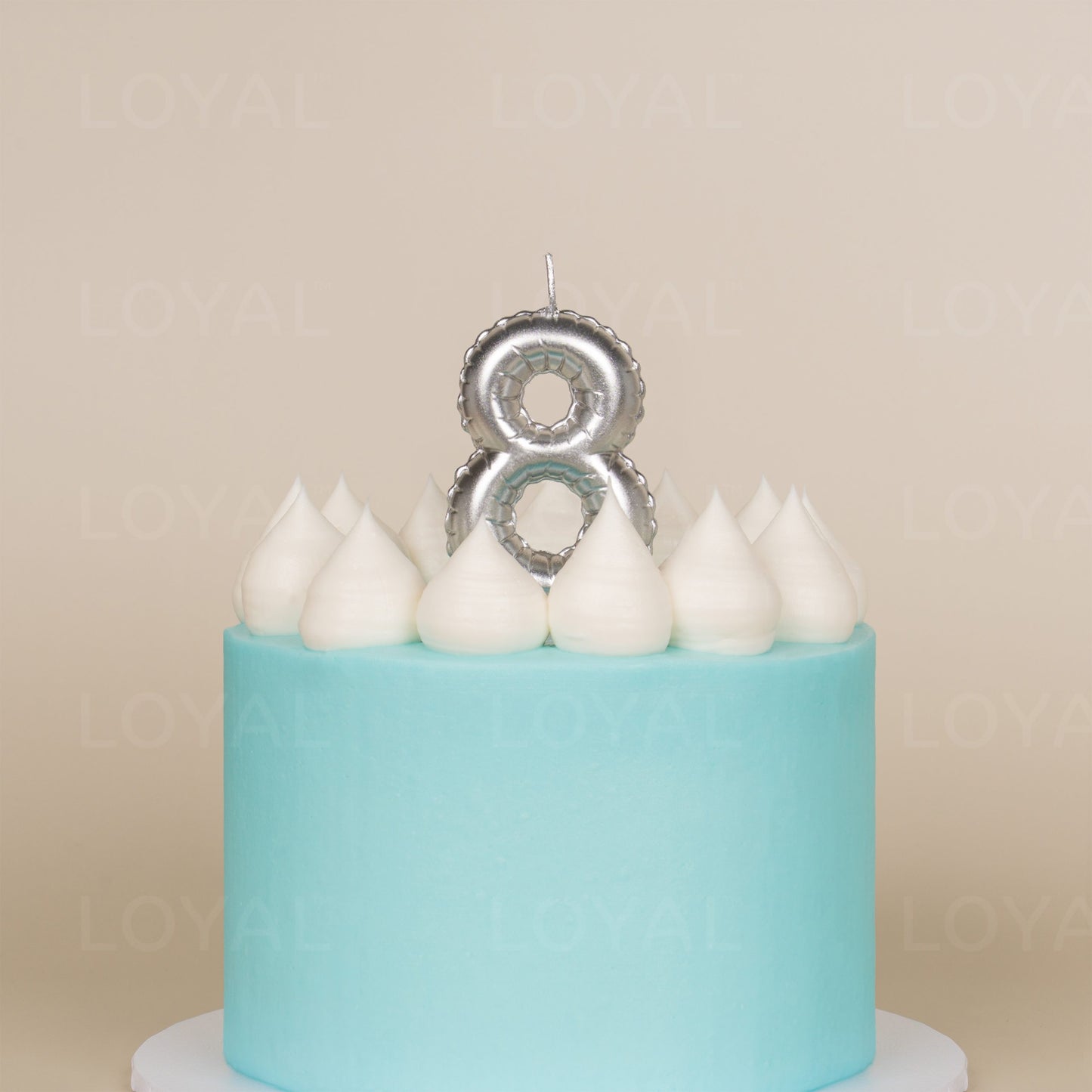 LOYAL Balloon Number Candle Silver 8