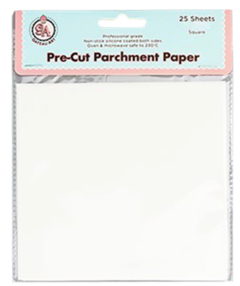 8 INCH - SQUARE - PRE-CUT PARCHMENT PAPER - 25 SHEETS