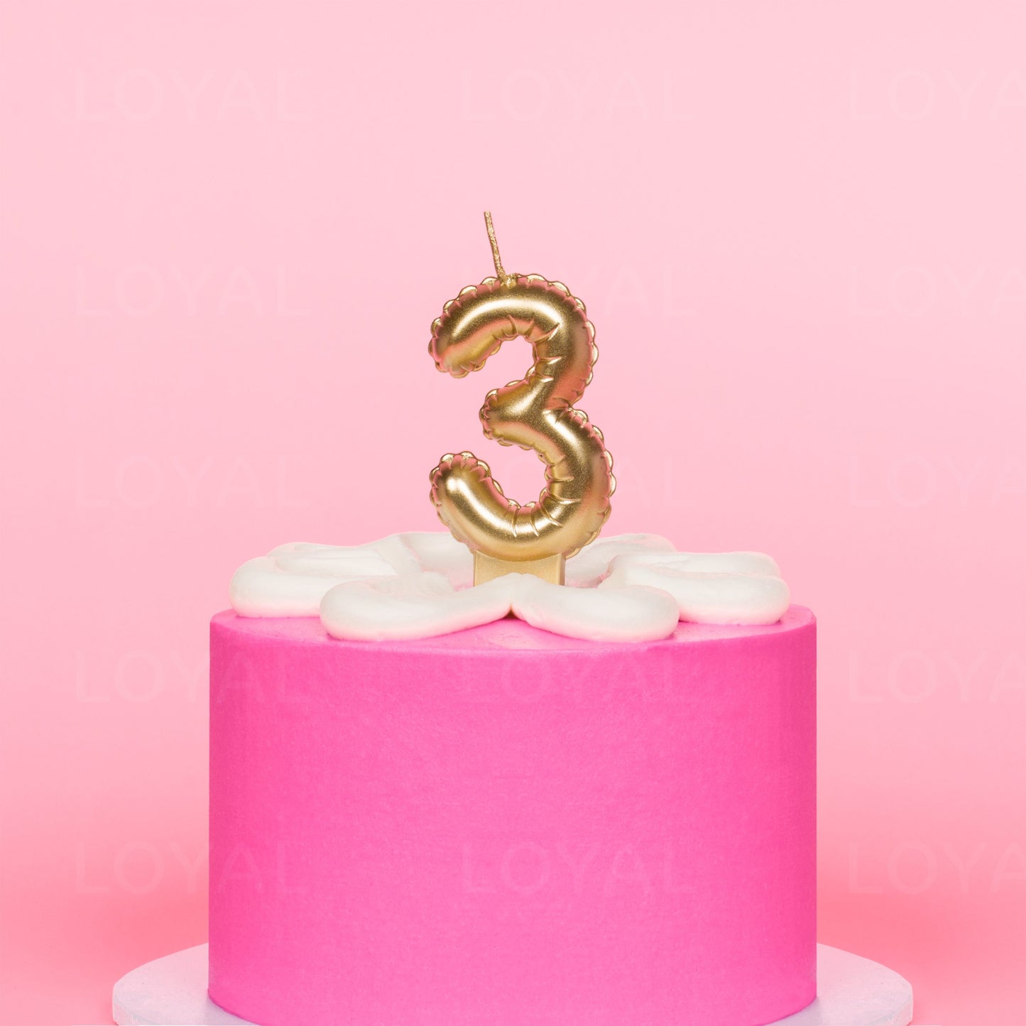 LOYAL Balloon Number Candle Gold 3