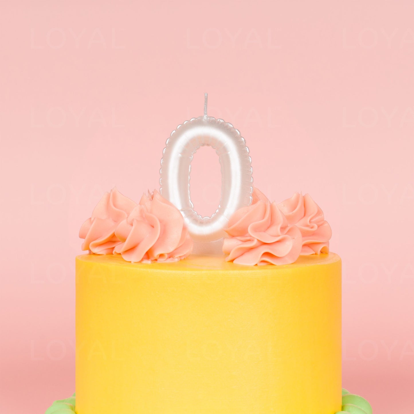 LOYAL Balloon Number Candle Metallic White 0