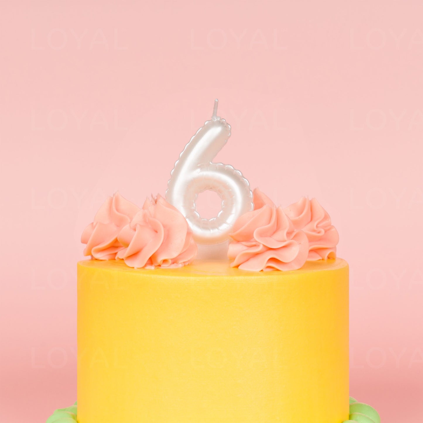 LOYAL Balloon Number Candle Metallic White 6