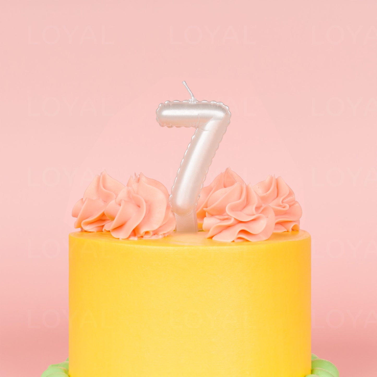 LOYAL Balloon Number Candle Metallic White 7