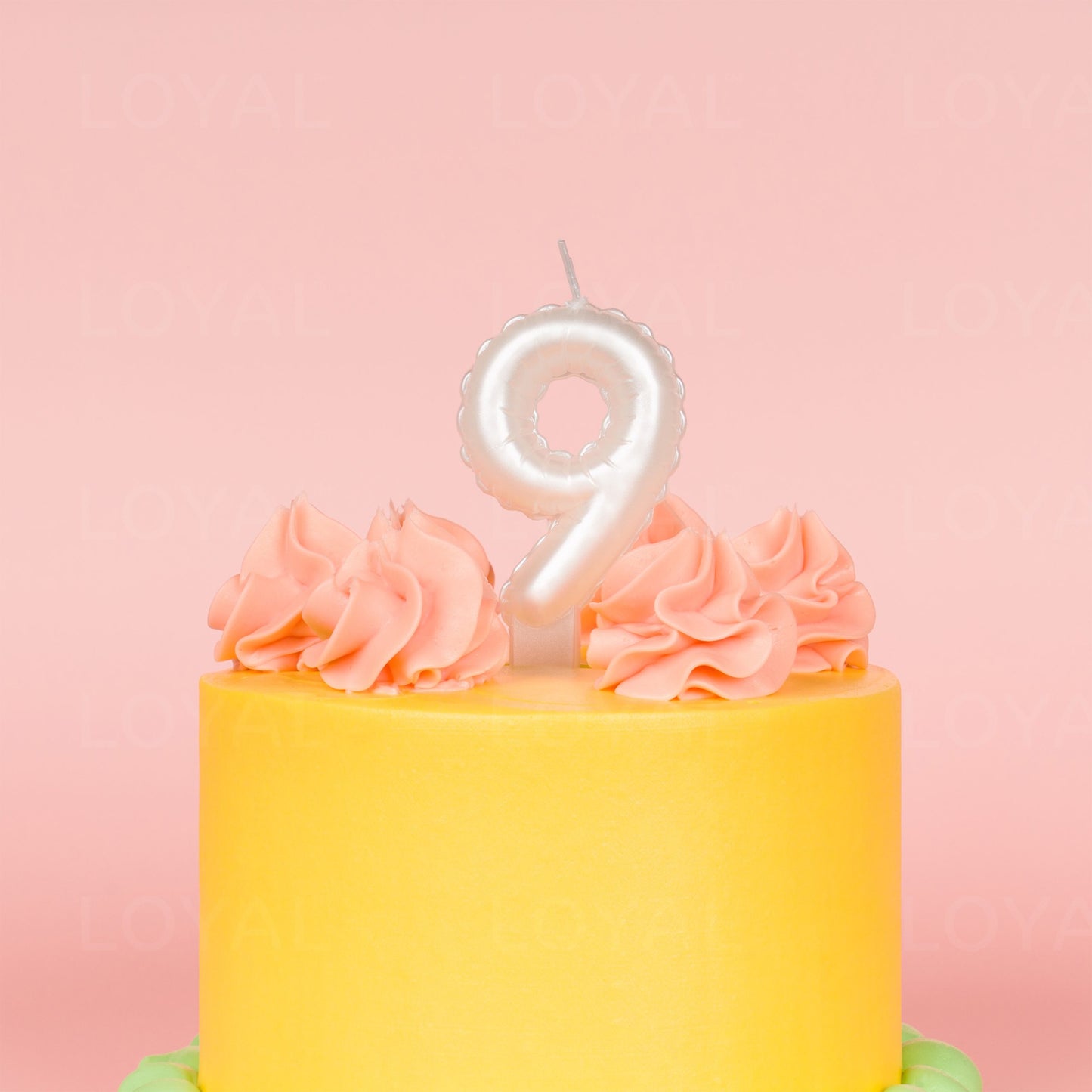 LOYAL Balloon Number Candle Metallic White 9