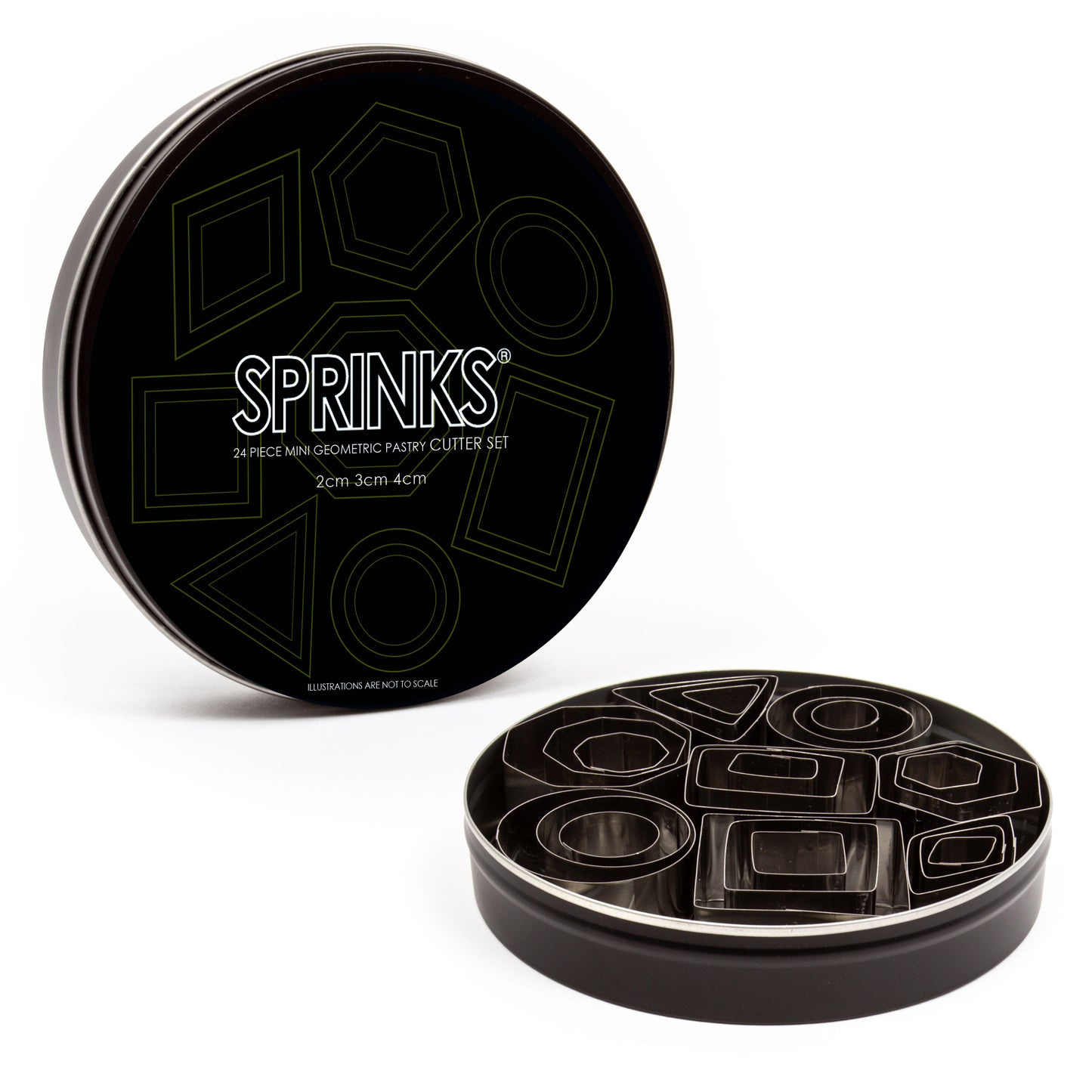 24-PIECE MINI GEOMETRIC STAINLESS PASTRY CUTTER SET - BY SPRINKS