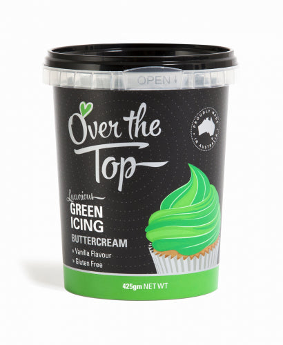Over The Top Butter Cream Icing - Green - 425g - Gluten Free