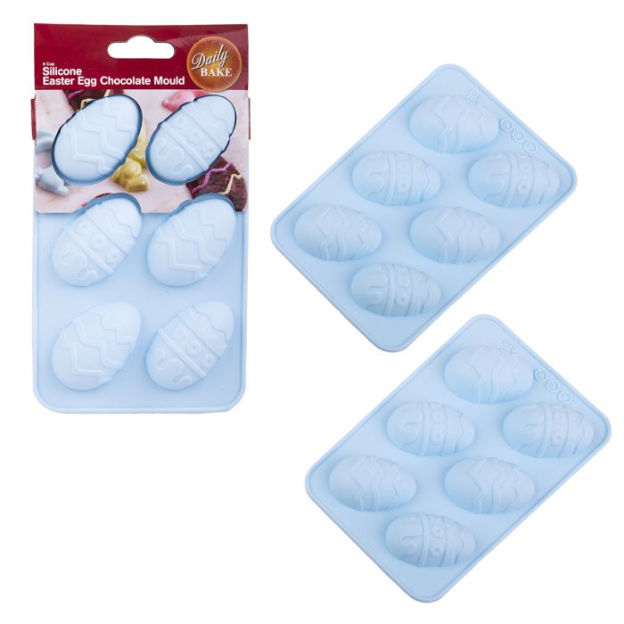 DAILY BAKE SILICONE EASTER EGG 6 CUP CHOCOLATE MOULD SET 2 - BLUE