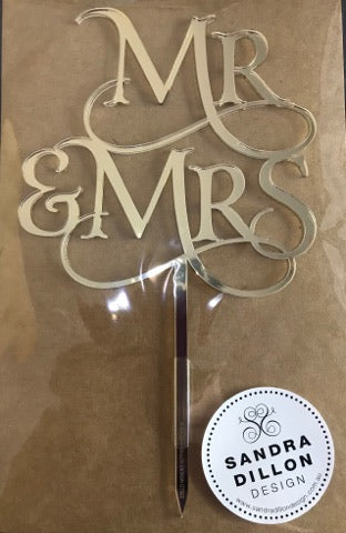 Mr & Mrs Cake Topper - Gold