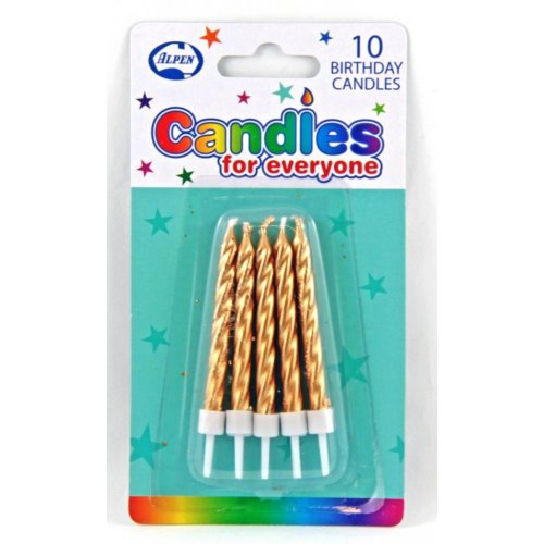 Birthday Candles Spiral Gold P10