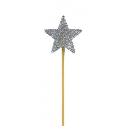 STAR Silver Glitter Long Stick Candle
