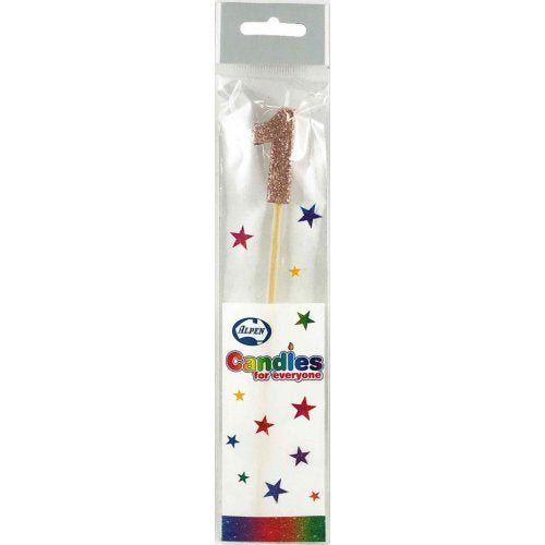 Rose Gold Glitter Long Stick Candle #1