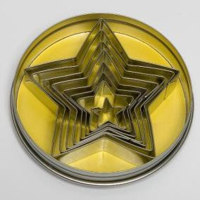 8 pc 5 Pointed Star Cutter Set in Storage Tin - 10cm Tin