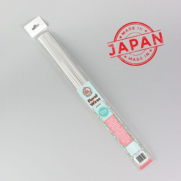 WHITE FLORAL WIRES - 18 GAUGE - 30PK