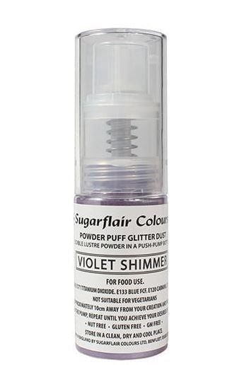 POWDER PUFF GLITTER DUST VIOLET SHIMMER - SUGARFLAIR PUMP SPRAY - 10G