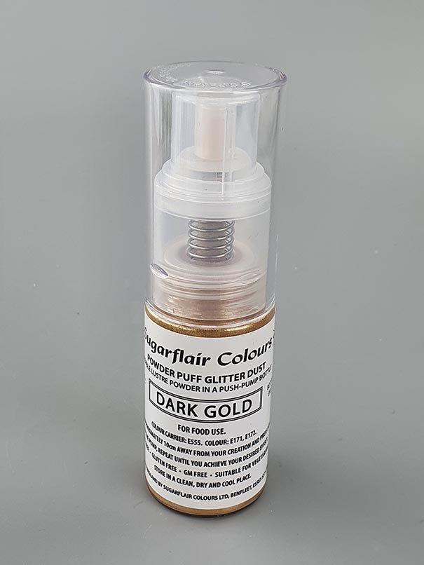 POWDER PUFF GLITTER DUST DARK GOLD - SUGARFLAIR PUMP SPRAY - 10G