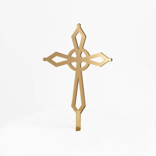 Elegant Cross Cake Topper - Gold Mirror