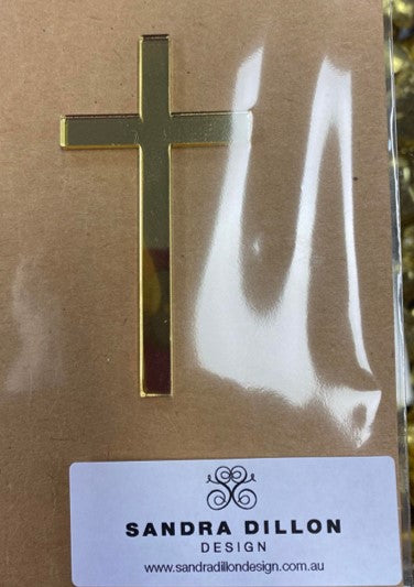 Plain Cross Cake Topper / Badge - Gold Mirror