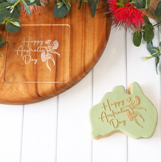 Aust. - Happy Australia Day with Eucalyptus Raise It Up / Deboss Cookie Stamp