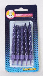 Purple Metallic Spiral Candles - Large