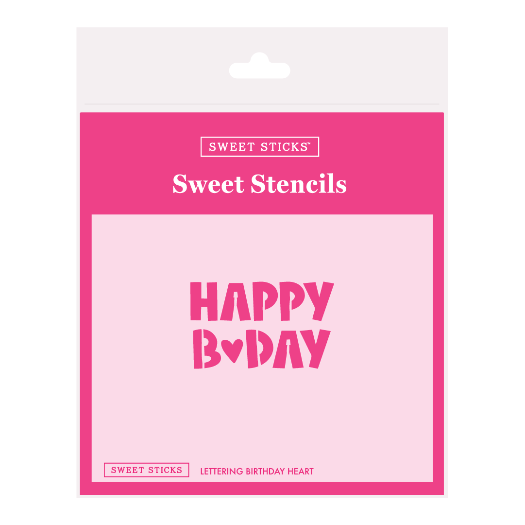 Lettering Birthday Heart Stencil by Sweet Sticks