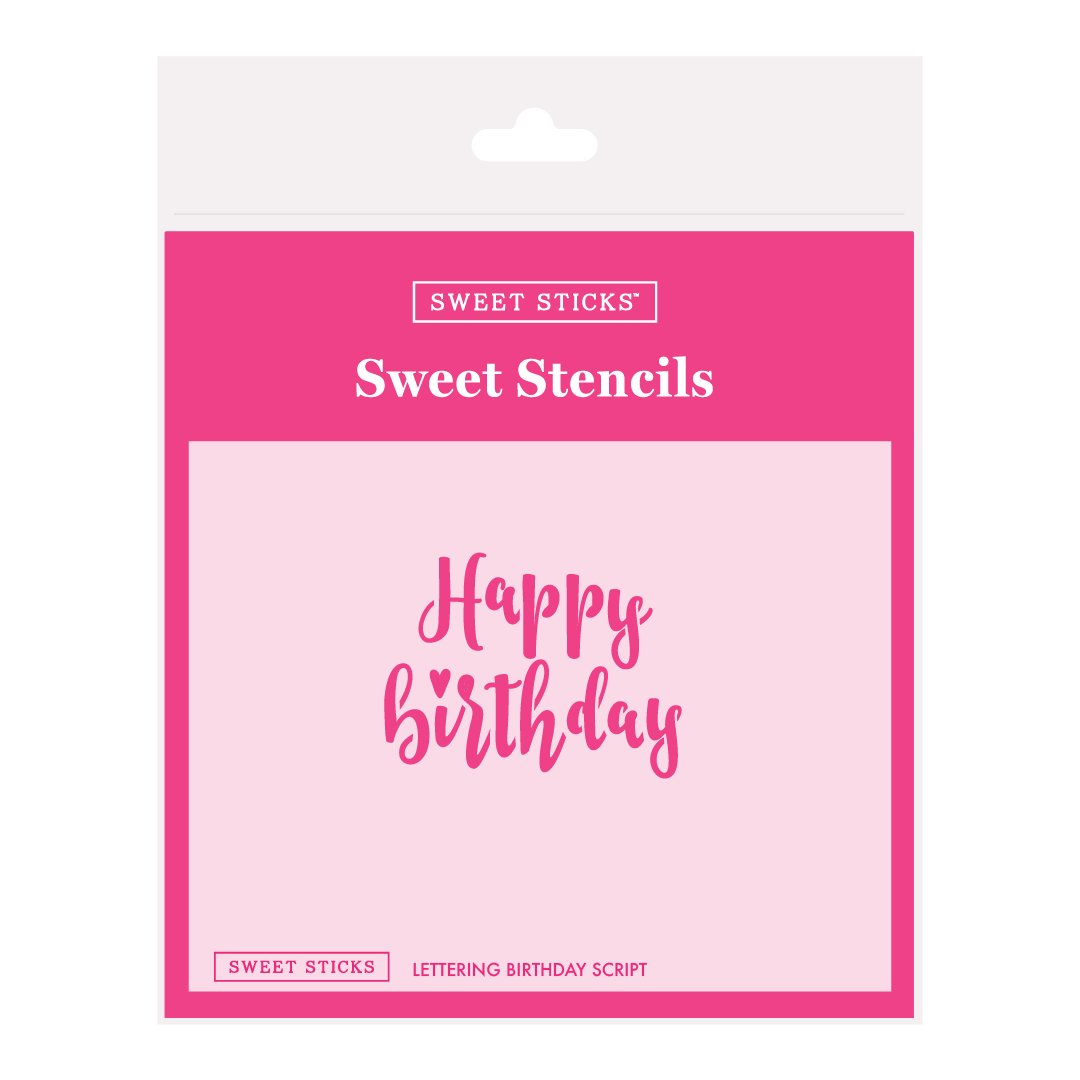 Lettering Birthday Script Stencil by Sweet Sticks