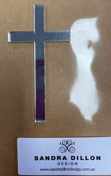 Plain Cross Cake Topper / Badge - Silver Mirror