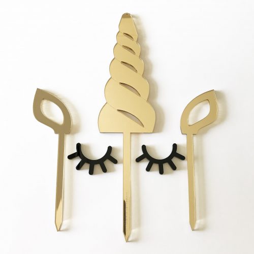 Unicorn Horn Cake Topper Set - Gold