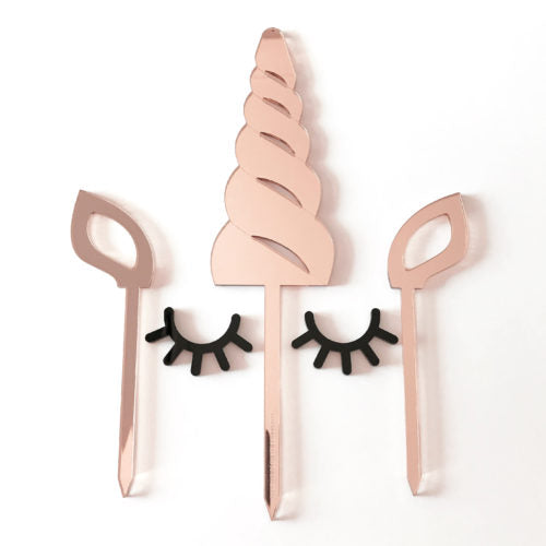Unicorn Horn Cake Topper Set ROSE GOLD