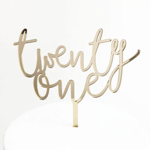 Wild Twenty One Cake Topper - Gold Mirror
