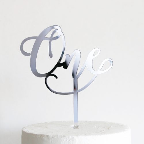 Wonderful One Cake Topper SMALL - Silver Mirror