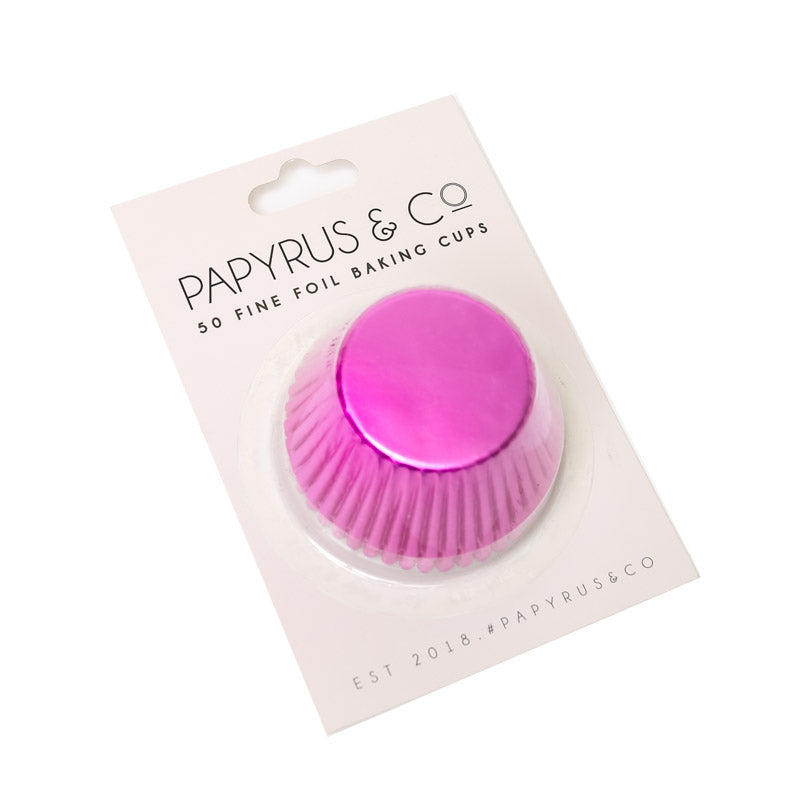 PAPYRUS STANDARD HOT PINK FOIL BAKING CUPS (50 PACK) - 50mm Base