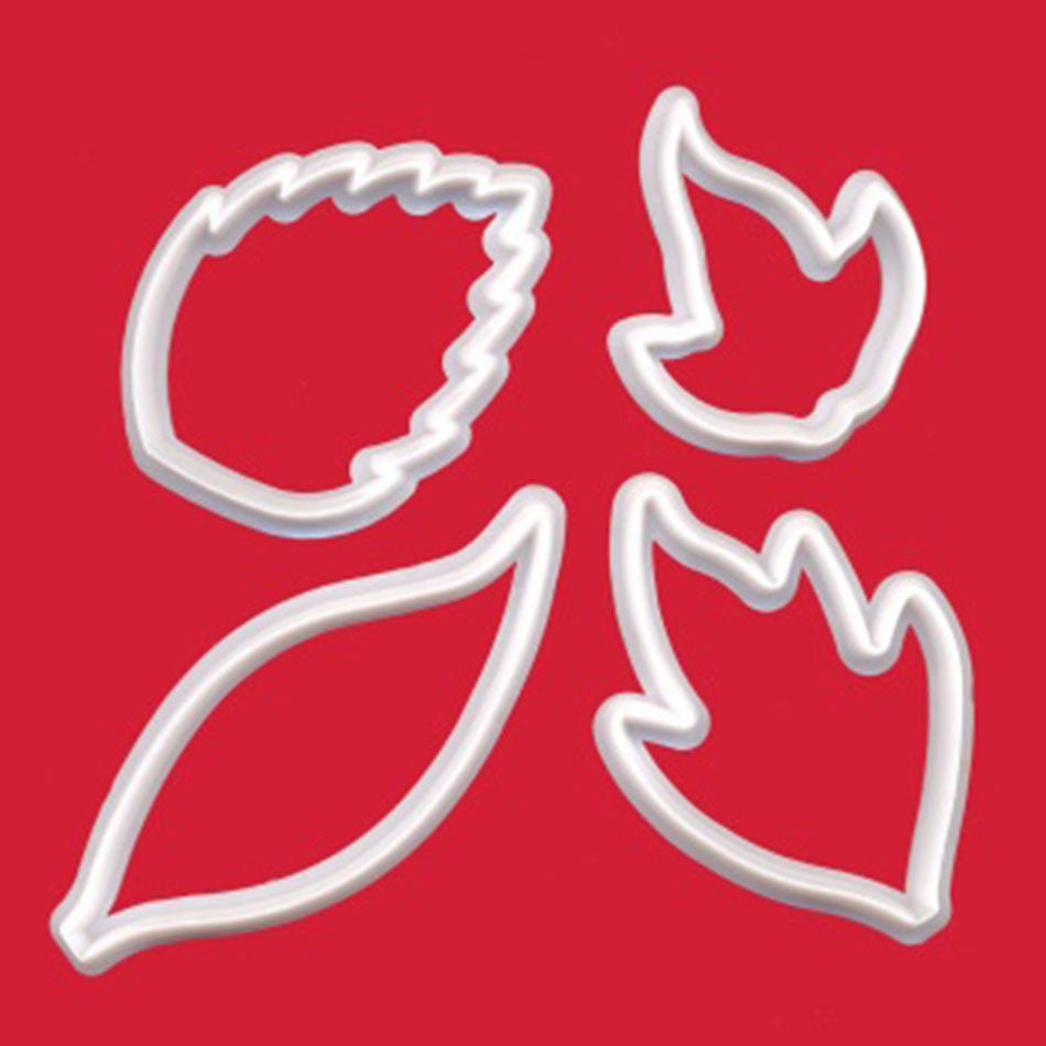 FMM CREATIVE LEAF CUTTER SET OF 4 LILY OF VALLEY, TULIP, IVY, HYDRANGEA, COLEUS