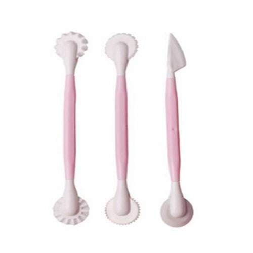 FONDANT - GUM PASTE TOOL SET - 3 PIECE MODELLING TOOLS-PINK