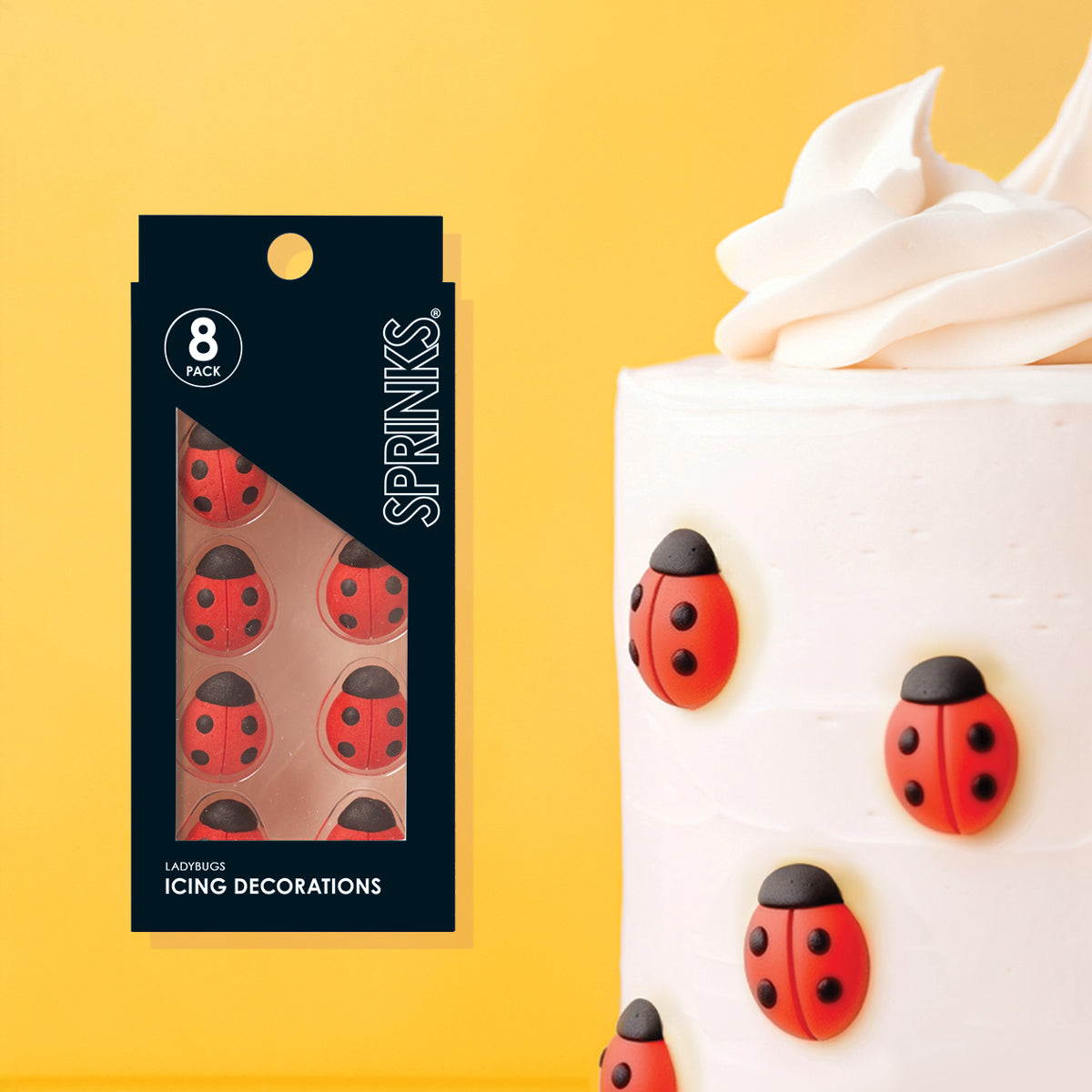 SPRINKS ICING DECORATIONS - LADYBUGS (10 PIECES)