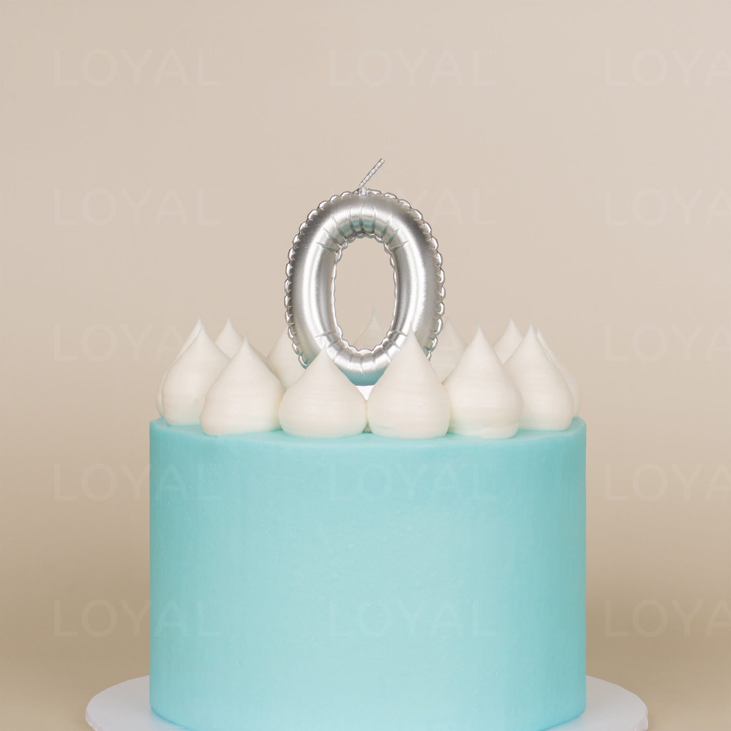 LOYAL Balloon Number Candle Silver 0