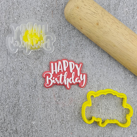 Mini Happy Birthday Cutter and Debosser Set - Custom Cookie Cutters