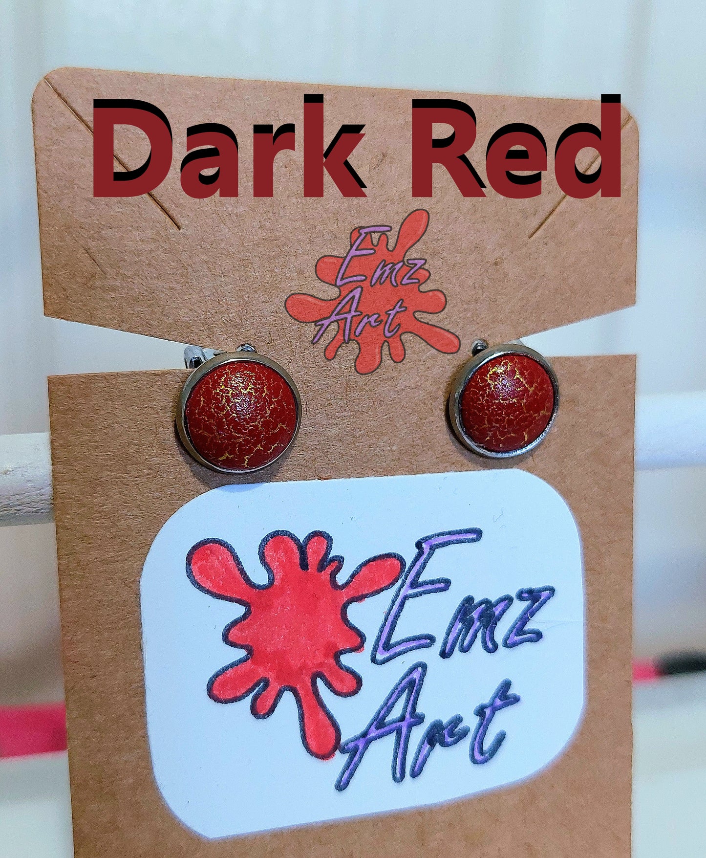 Crackle CLIP-ON Earrings - EmzArt -  Pick your colour