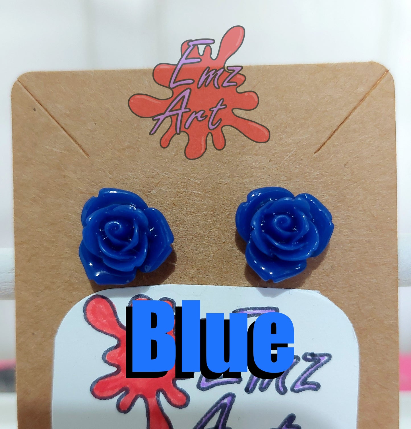 Pick Your Colour Rose Stud Earrings - Emz Art