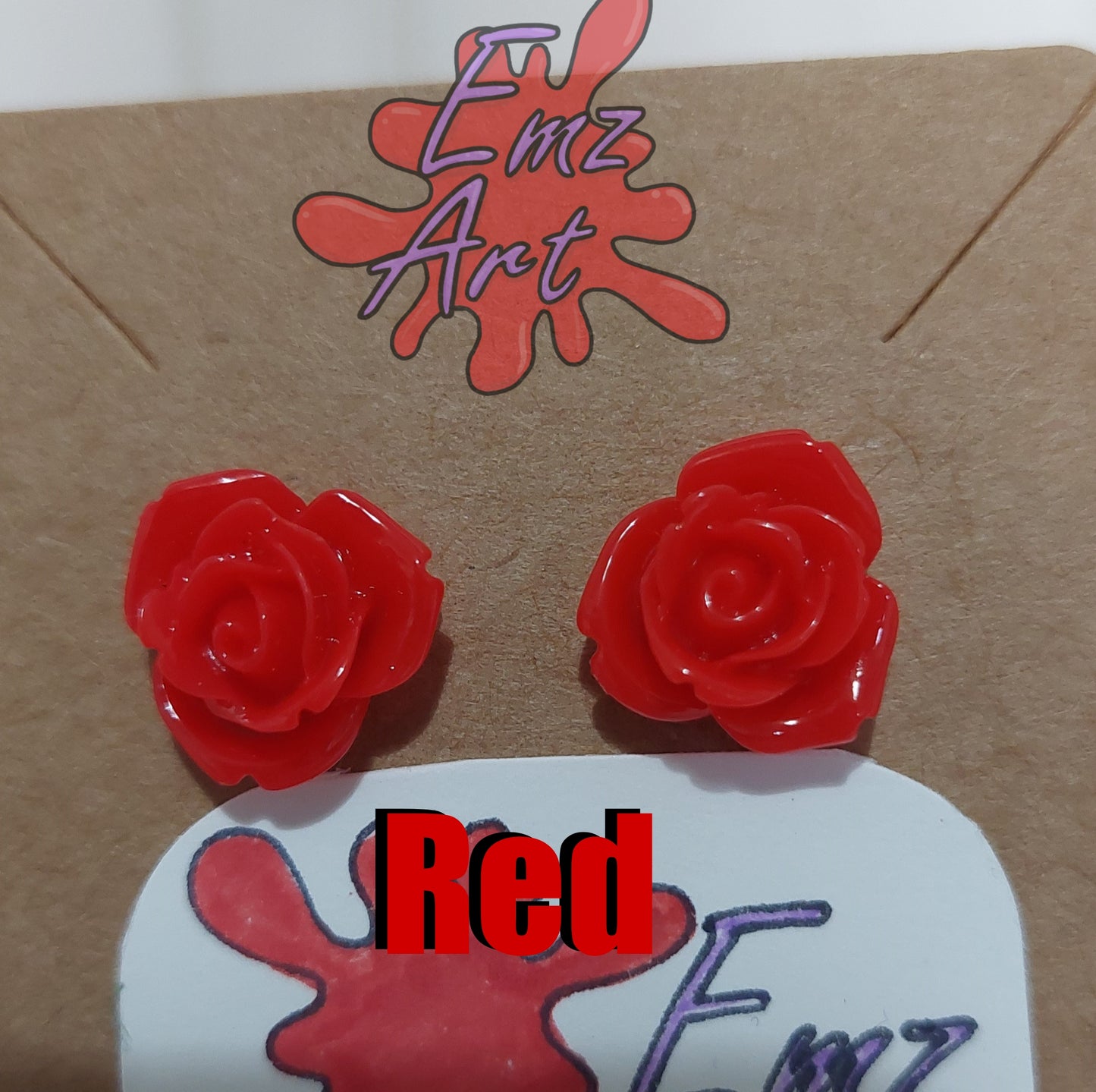 Pick Your Colour Rose Stud Earrings - Emz Art