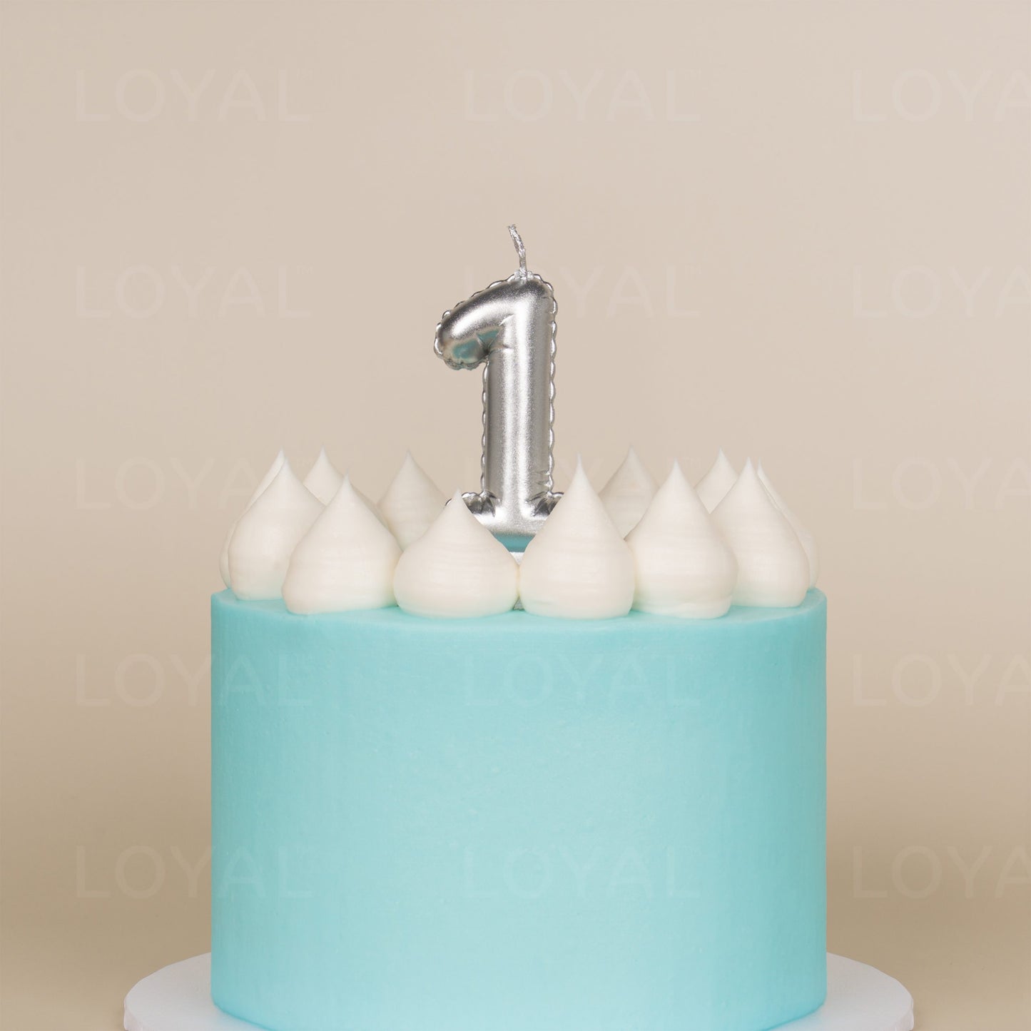 LOYAL Balloon Number Candle Silver 1