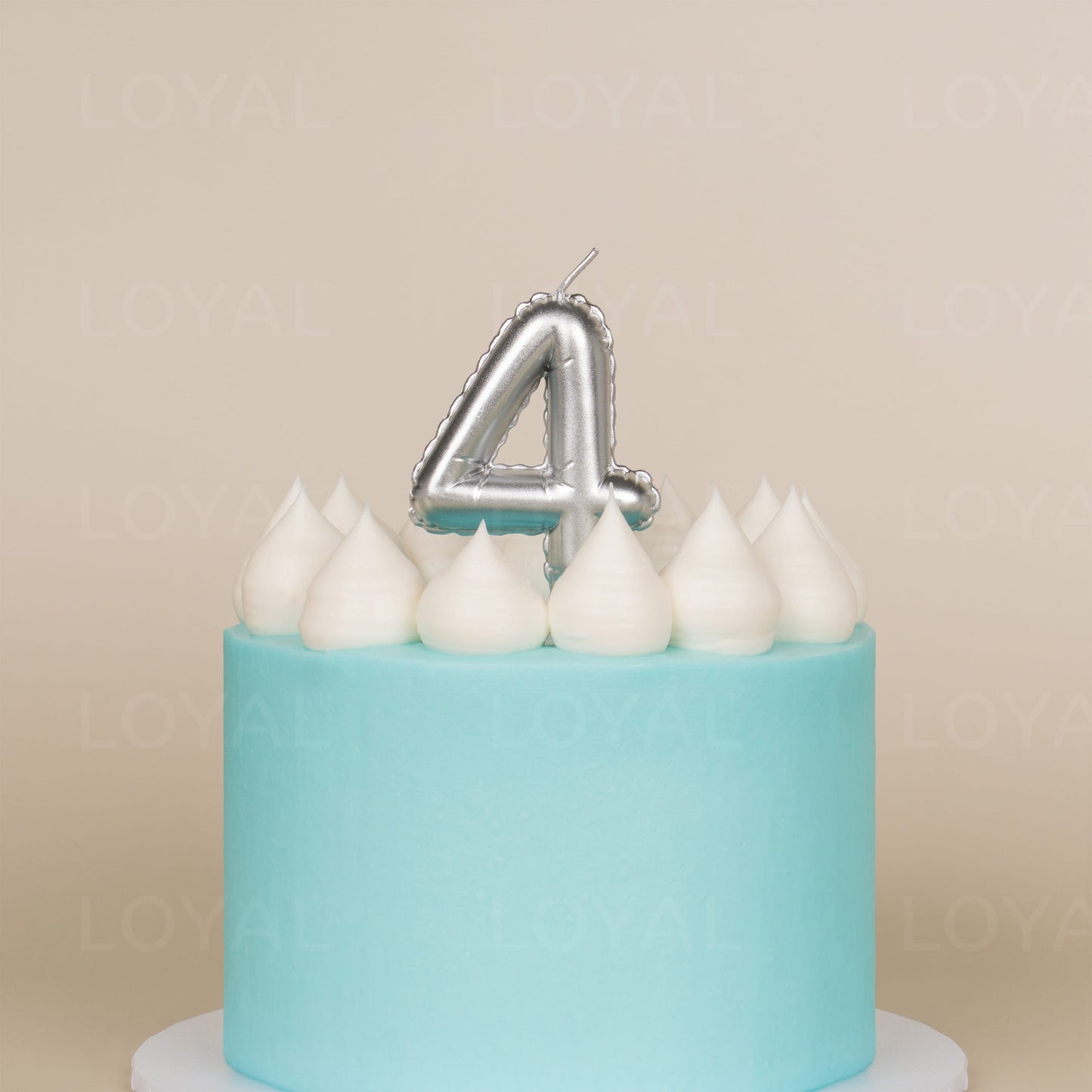 LOYAL Balloon Number Candle Silver 4