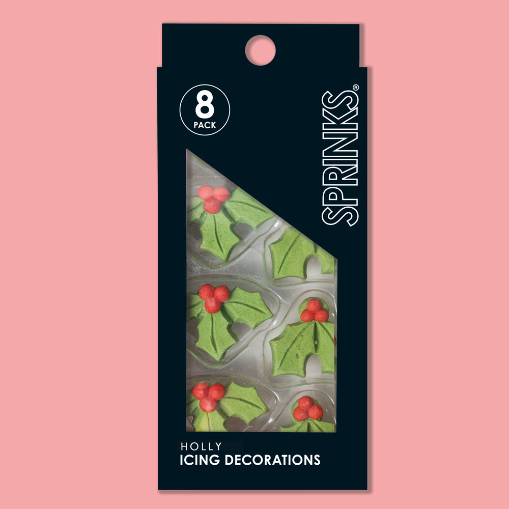 SPRINKS Icing Decorations - HOLLY (8 pieces)
