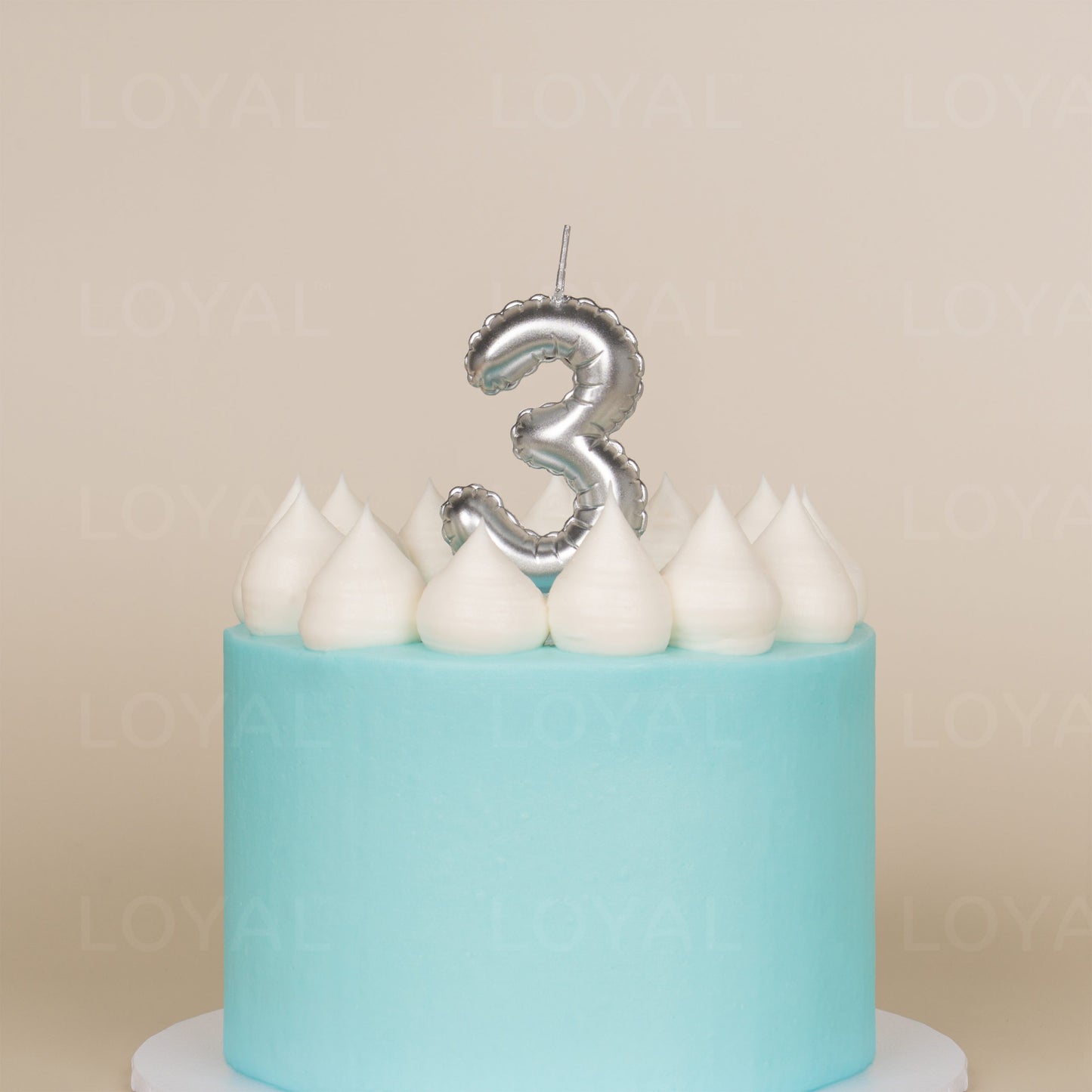 LOYAL Balloon Number Candle Silver 3