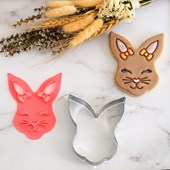 Bunny Face (Girl) (Stamp Set) Emboss 3D Printed Cookie Stamp + Stainless Steel Cookie Cutter