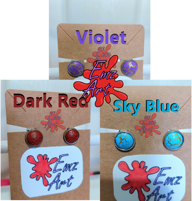 Pick Your Colour - Crackle CLIP-ON Earrings - EmzArt