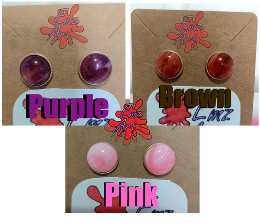 Pick Your Colour - Stone Rimmed Stud - Emz Art