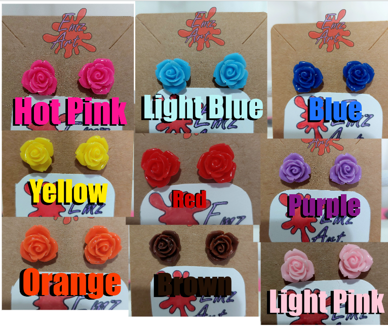 Pick Your Colour Rose Stud Earrings - Emz Art