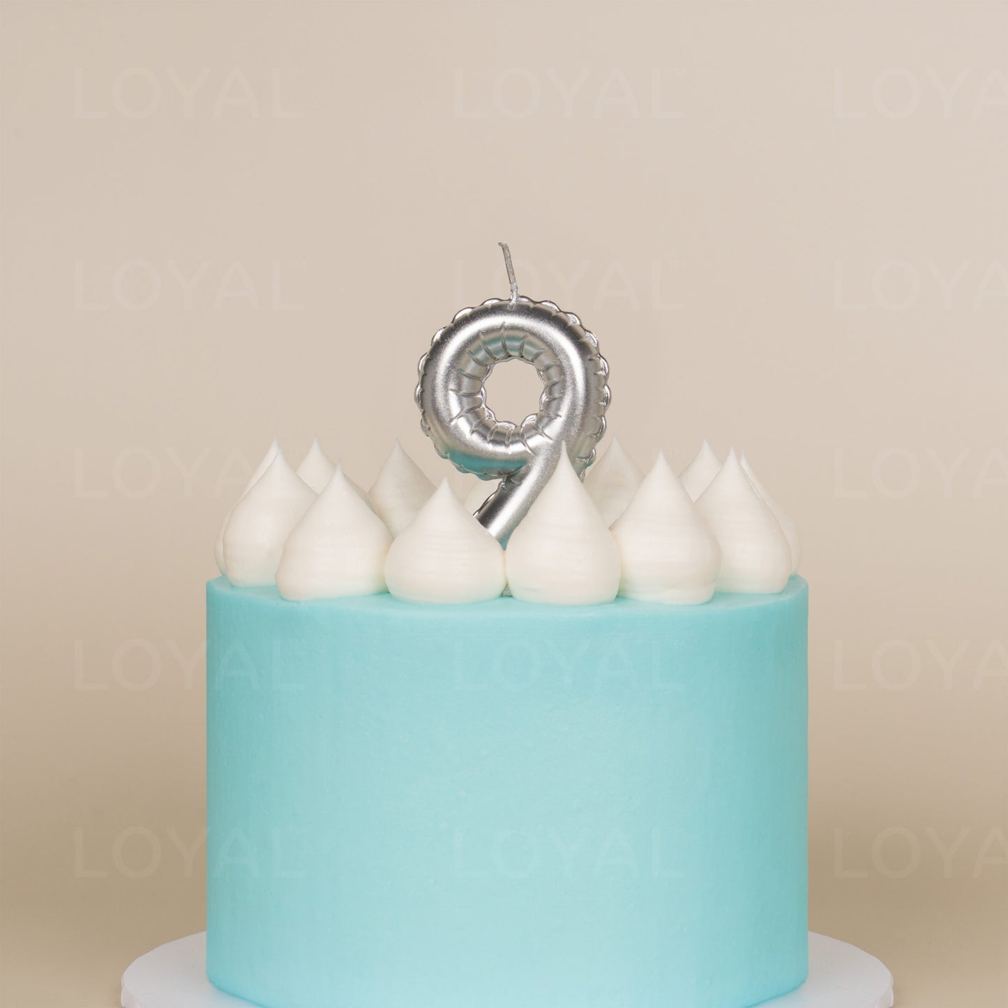 LOYAL Balloon Number Candle Silver 9