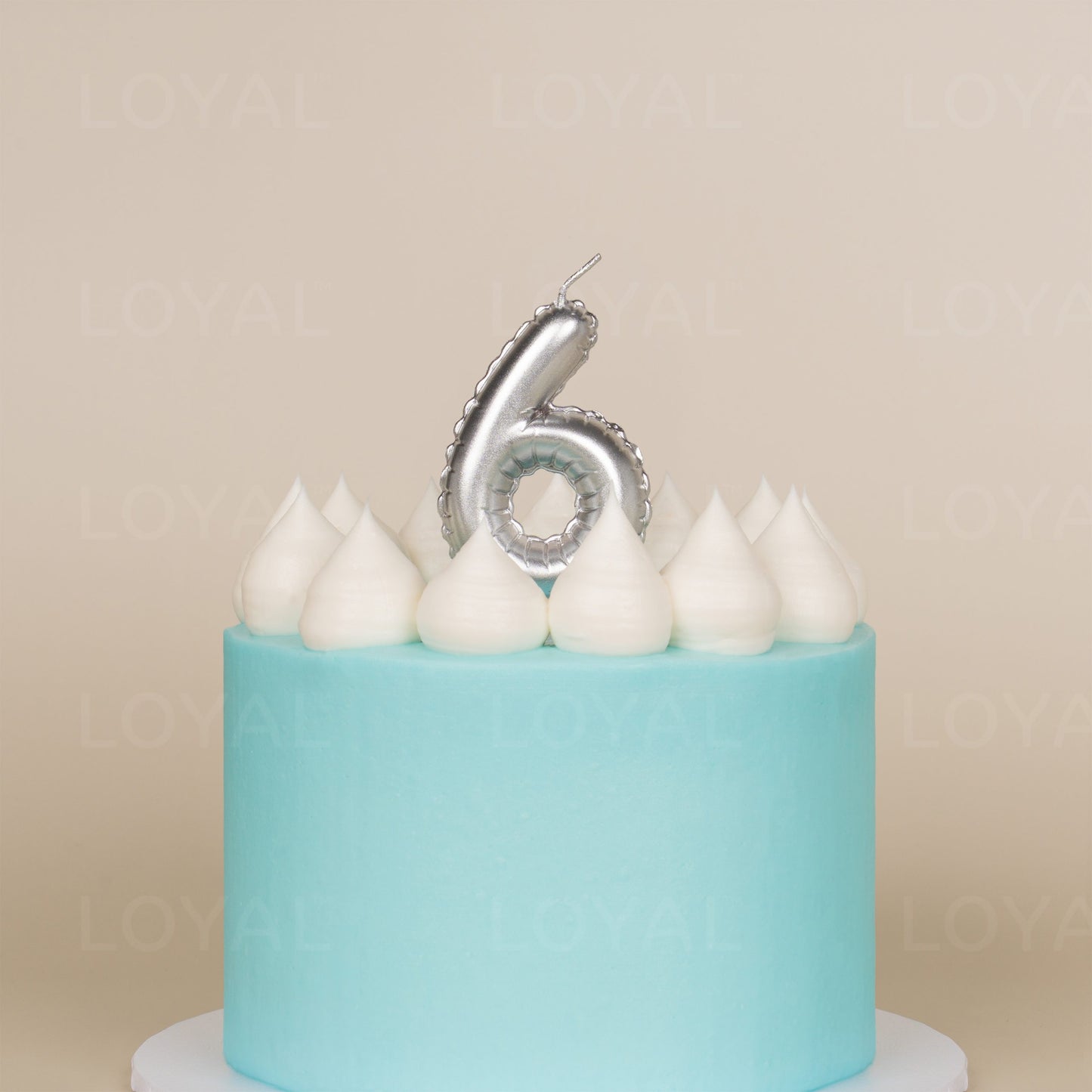 LOYAL Balloon Number Candle Silver 6